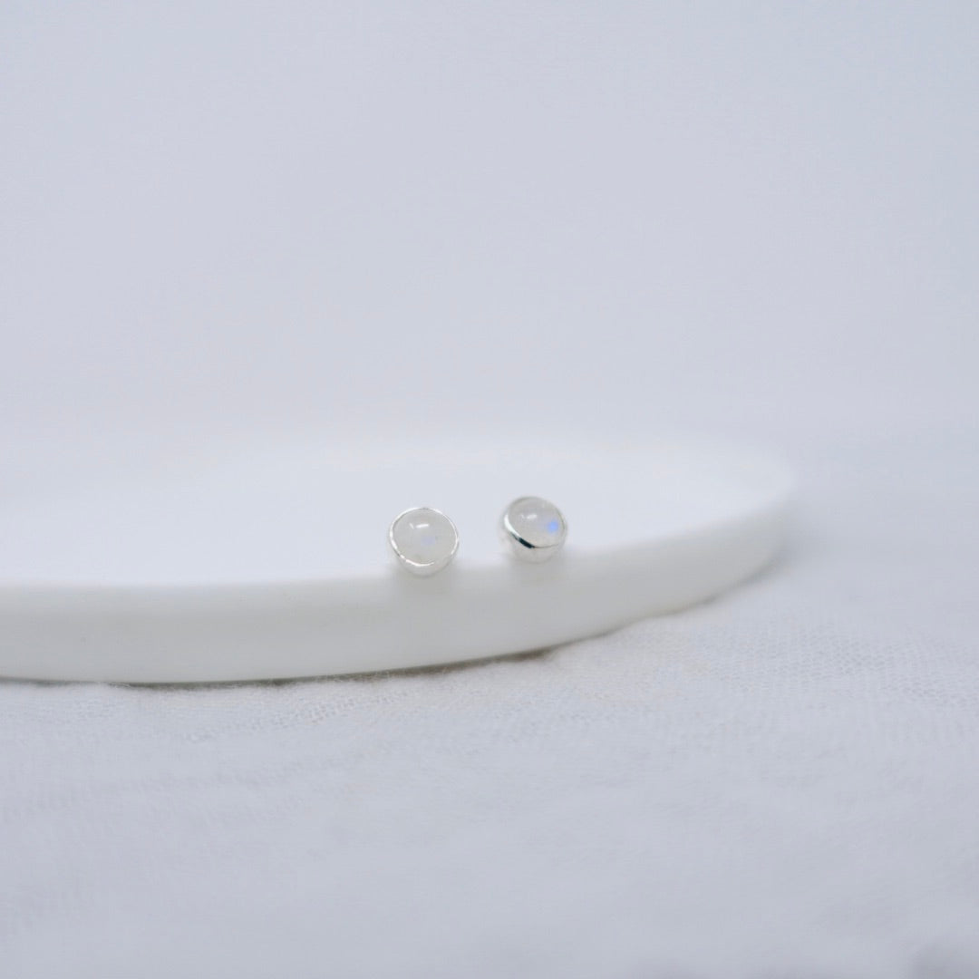 'Friendship/Connection' Rainbow Moonstone Stud Earrings