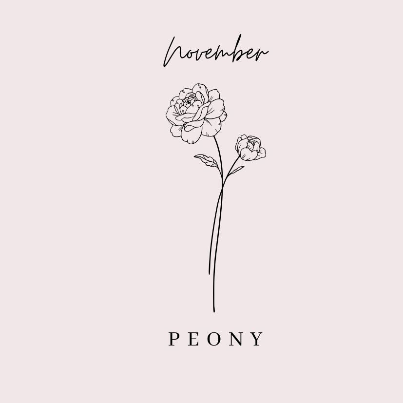November Peony Birth Flower Necklace