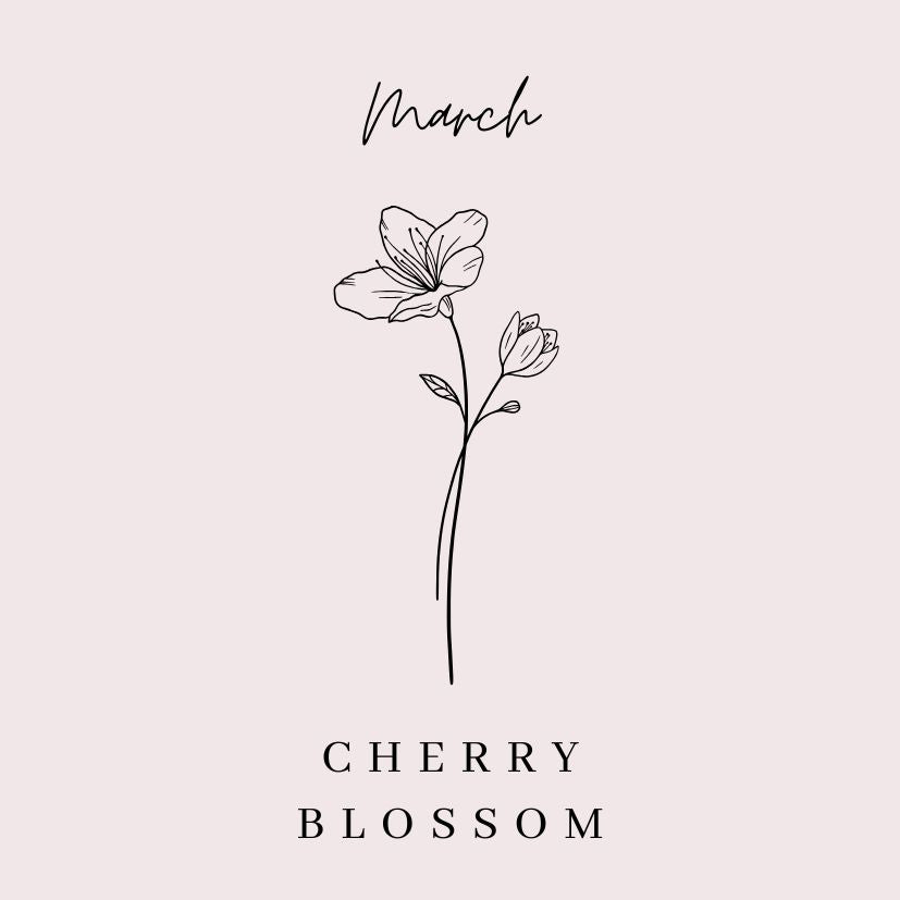 March Cherry Blossom Birth Flower Necklace