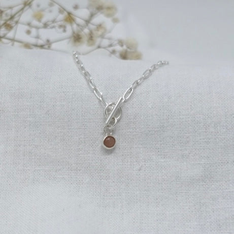 'Intuition' Peach Moonstone Paperclip Necklace