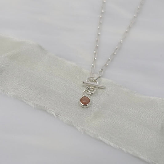 'Intuition' Peach Moonstone Paperclip Necklace
