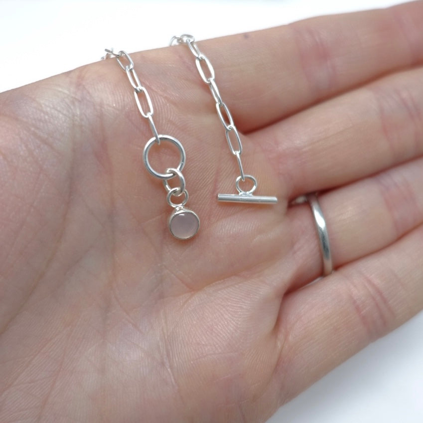'Love' Rose Quartz Paperclip Necklace