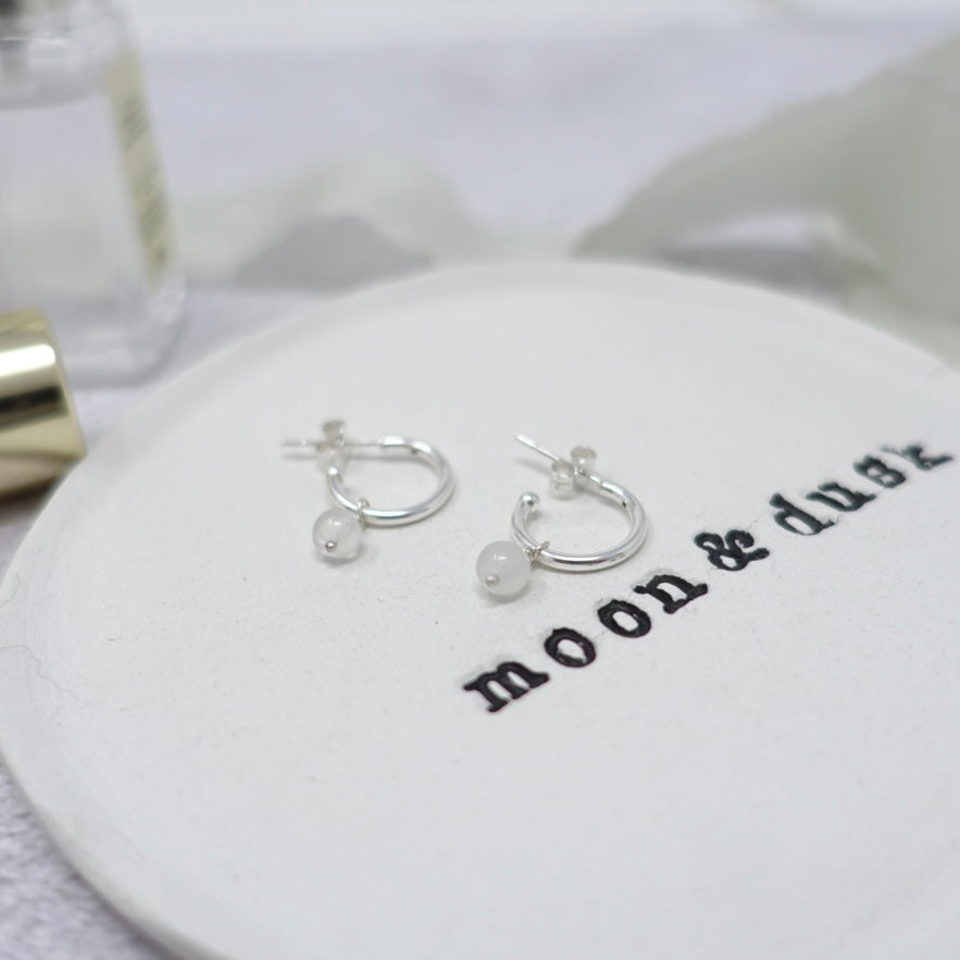 'Connection' Rainbow Moonstone Hoop Studs