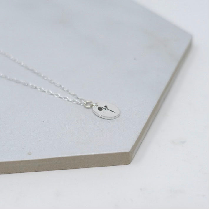 November Peony Birth Flower Necklace