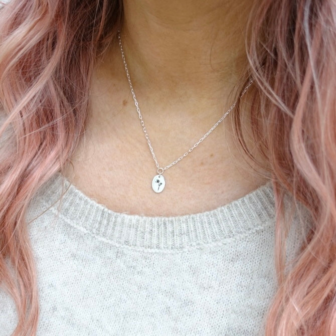 March Cherry Blossom Birth Flower Necklace