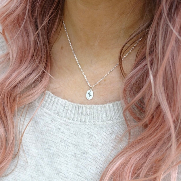 April Sweet Pea Birth Flower Necklace