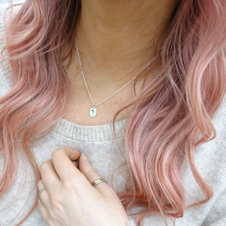 November Peony Birth Flower Necklace