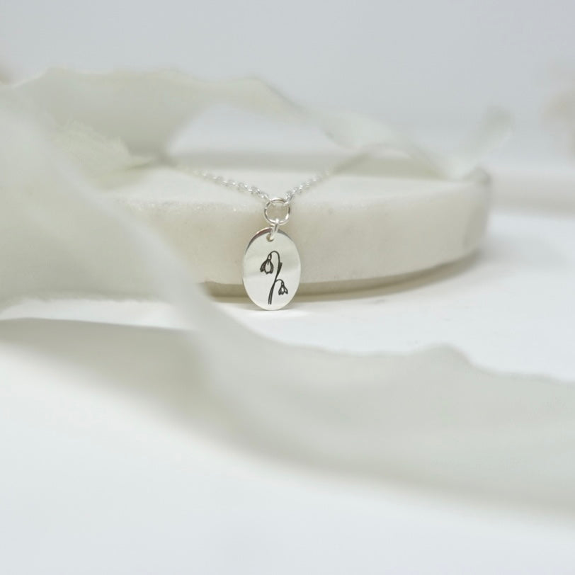 January Snowdrop Birth Flower Necklace