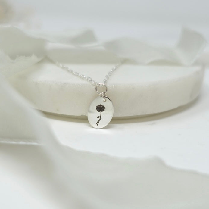 July Waterlily Birth Flower Necklace