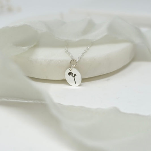 November Peony Birth Flower Necklace