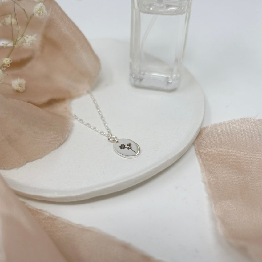 April Sweet Pea Birth Flower Necklace