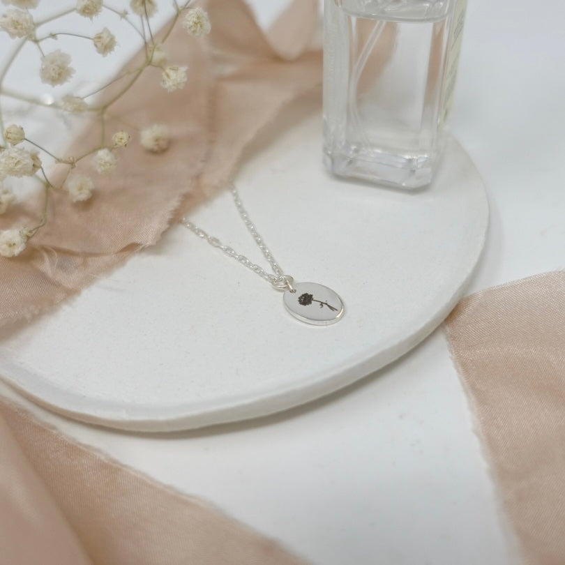 July Waterlily Birth Flower Necklace