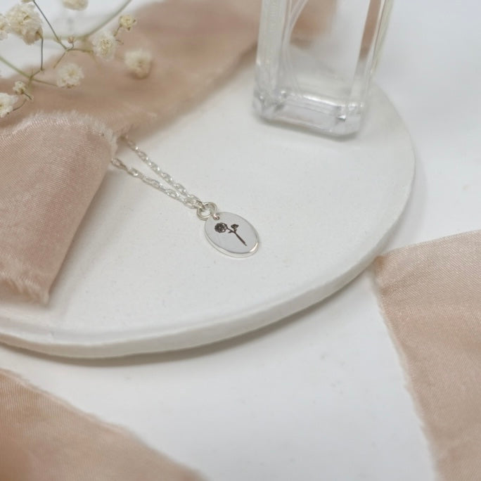 November Peony Birth Flower Necklace
