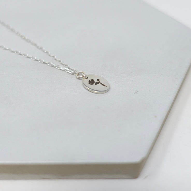 August Poppy Birth Flower Necklace