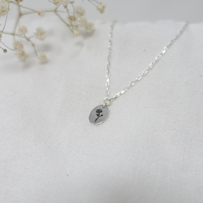 August Poppy Birth Flower Necklace