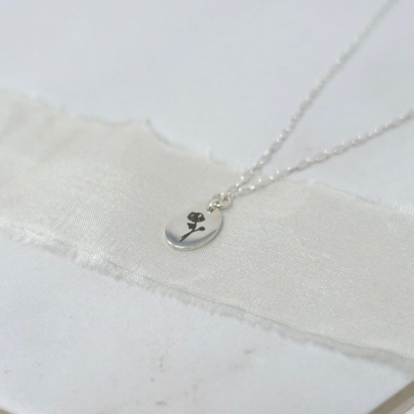August Poppy Birth Flower Necklace