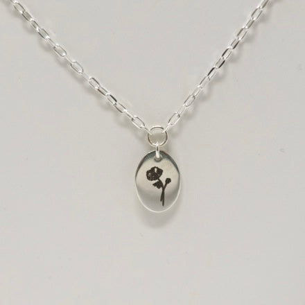 August Poppy Birth Flower Necklace
