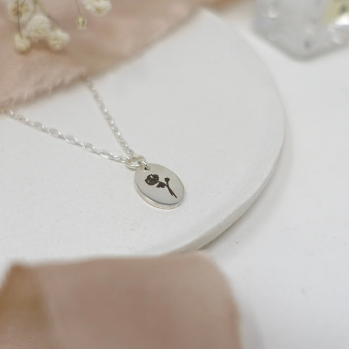 August Poppy Birth Flower Necklace