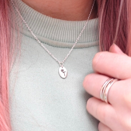 August Poppy Birth Flower Necklace